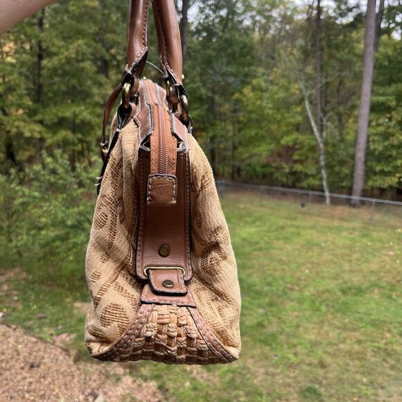 FOSSIL Vintage Tapestry Carpet Woven Leather Handbag Satchel Purse Bag - Picture 4 of 13